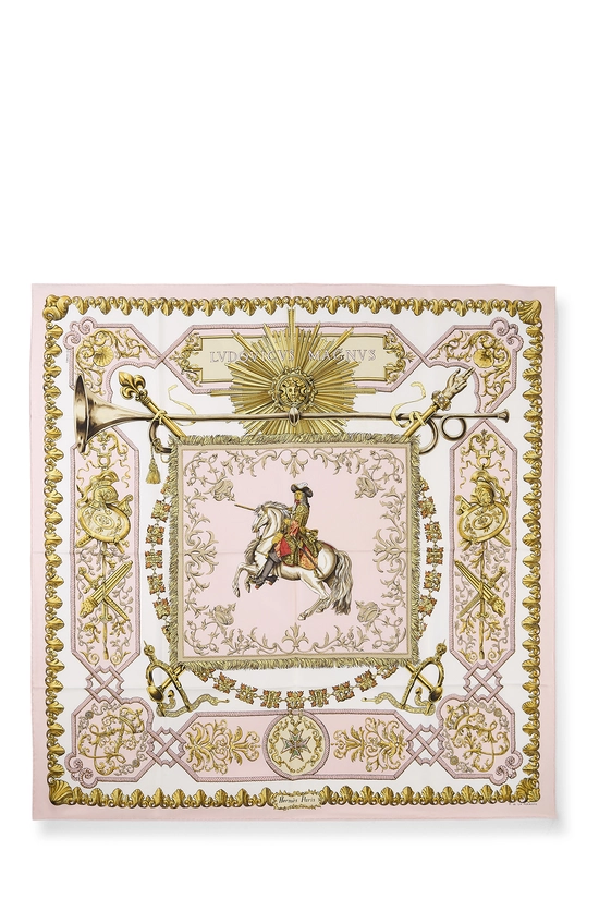 Pink & Multicolor 'Ludovicus Magnus' Silk Scarf 90, , large image number 0