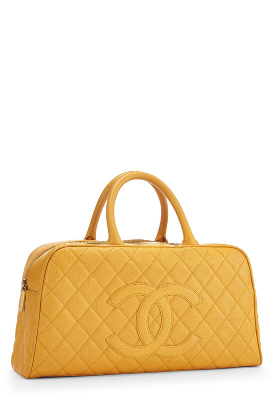 Orange Quilted Caviar Bowler Large, , large image number 1