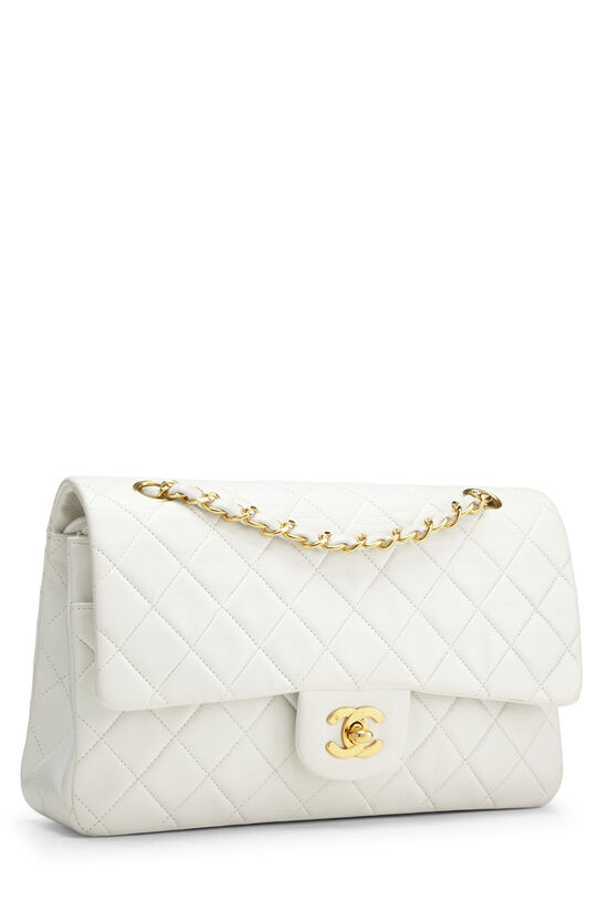 White Quilted Lambskin Classic Double Flap Medium, , large image number 2