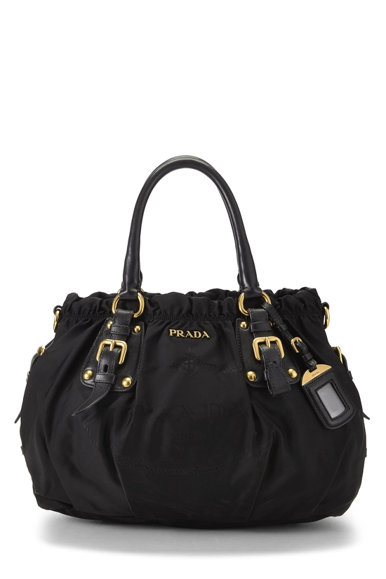 Black Nylon Convertible Buckle Handbag, , large image number 0