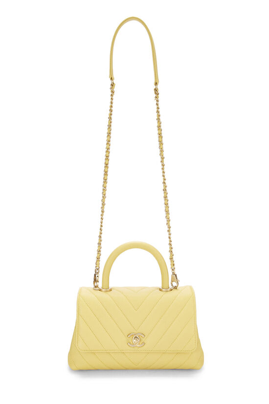 Chanel Caviar Quilted Mini Coco Handle Flap Yellow