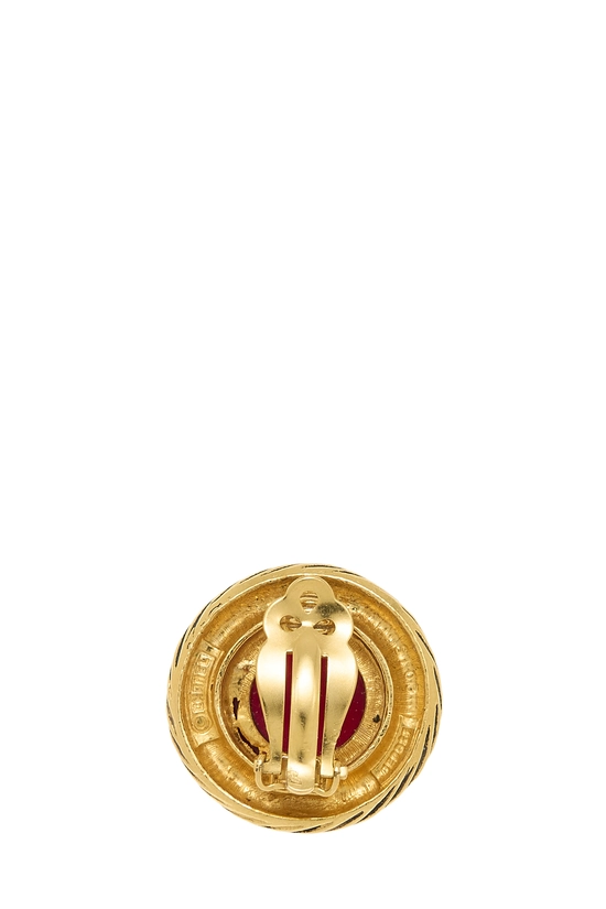 Gold Gripoix Button Earrings, , large image number 1