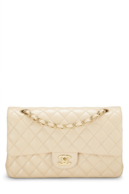 Beige Quilted Lambskin Classic Double Flap Medium, , large image number 0