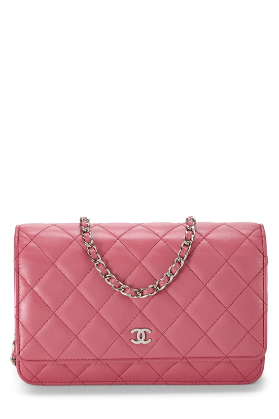 Pink Lambskin Classic Quilted Wallet on Chain (WOC), , large image number 0