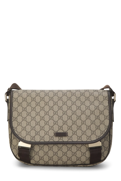 Brown GG Supreme Canvas Buckle Flap Messenger Large