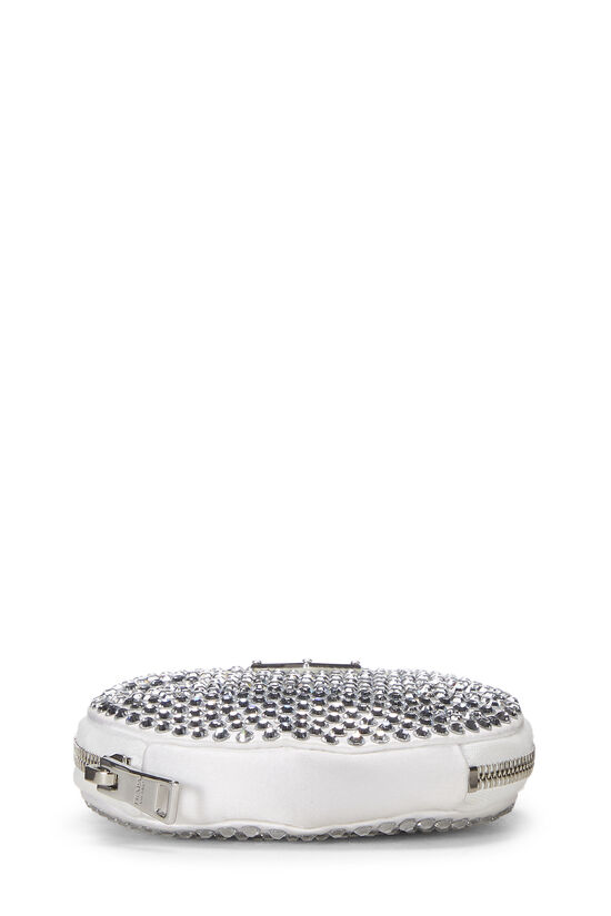 White Crystal Embellished Round Chain Crossbody Mini, , large image number 4