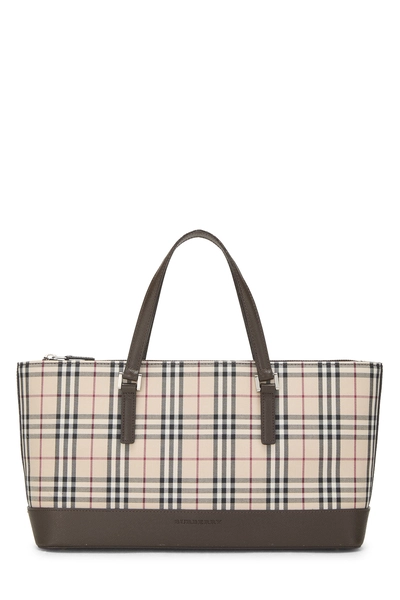 Brown House Check Jacquard Handbag Long