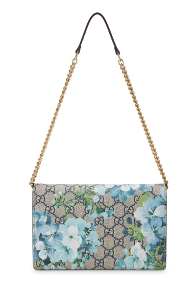 Blue Original GG Blooms Supreme Canvas Wallet on Chain (WOC)