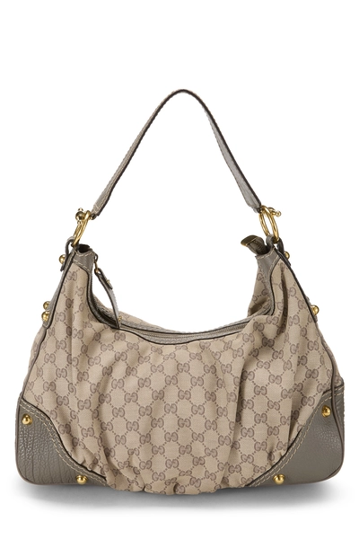 Grey Original GG Canvas Jockey Hobo Large