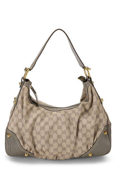 Grey Original GG Canvas Jockey Hobo Large