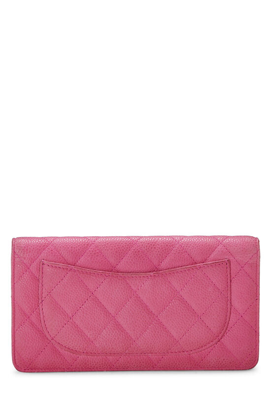 Chanel - Pink Quilted Caviar Long Flap Wallet