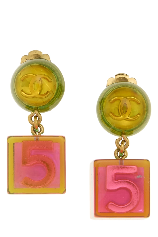 Multicolored Acrylic 'CC' Dangle Earrings, , large image number 0