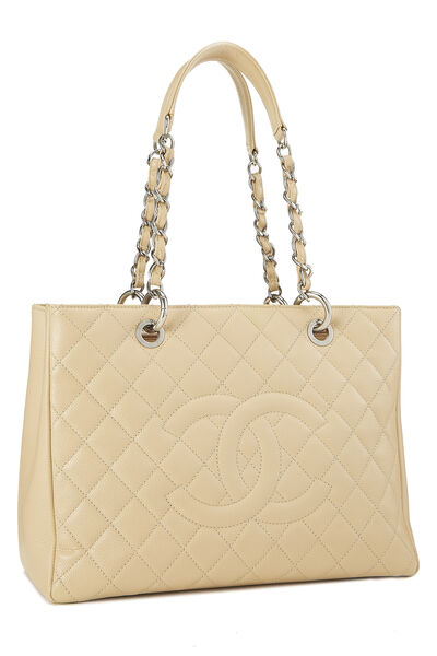 Beige Quilted Caviar Grand Shopping Tote (GST), , large