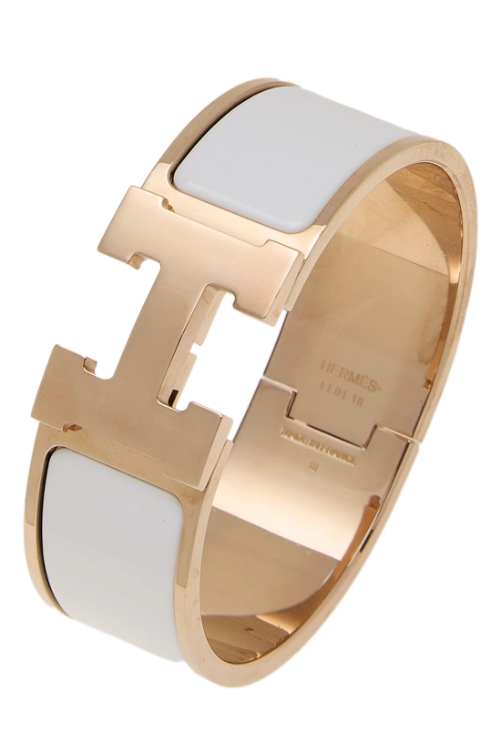 White Enamel Rose Gold Clic-Clac 'H' Wide, , large image number 0