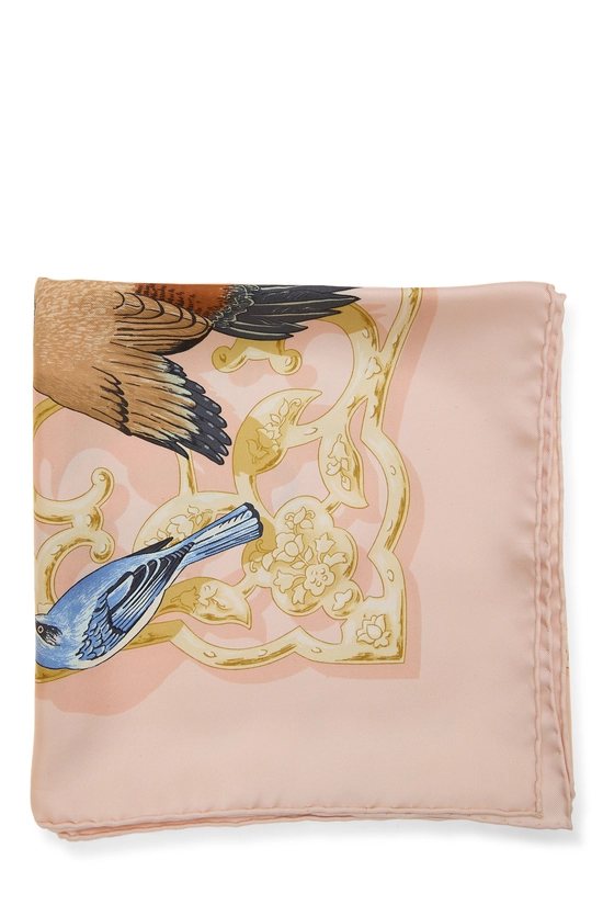 Pink & Multicolor 'Oiseaux de l'Inde et de l'Himalaya' Silk Scarf 90, , large image number 1