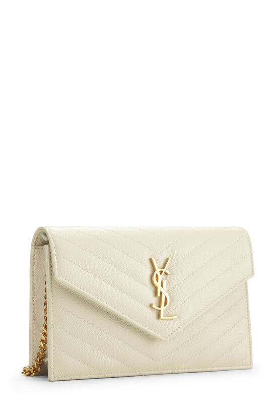 White Grained Calfskin Envelope Wallet-On-Chain (WOC)