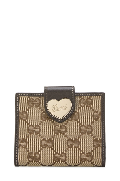 Brown Original GG Canvas French Heart Compact Wallet