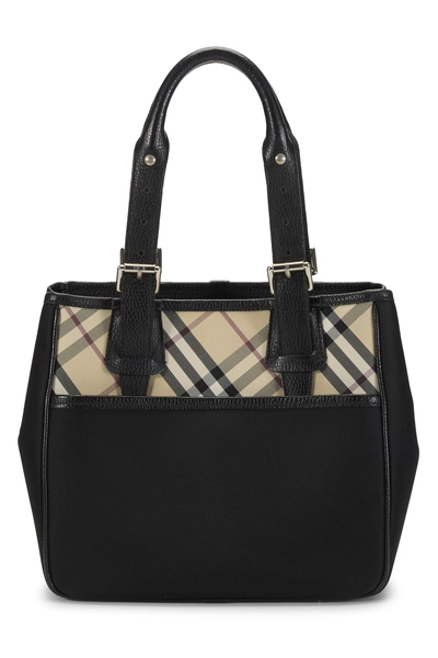 Burberry Black Nylon Check Handbag Small