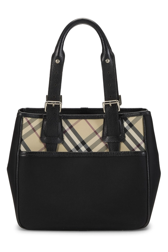 Black Nylon Check Handbag Small, , large image number 0