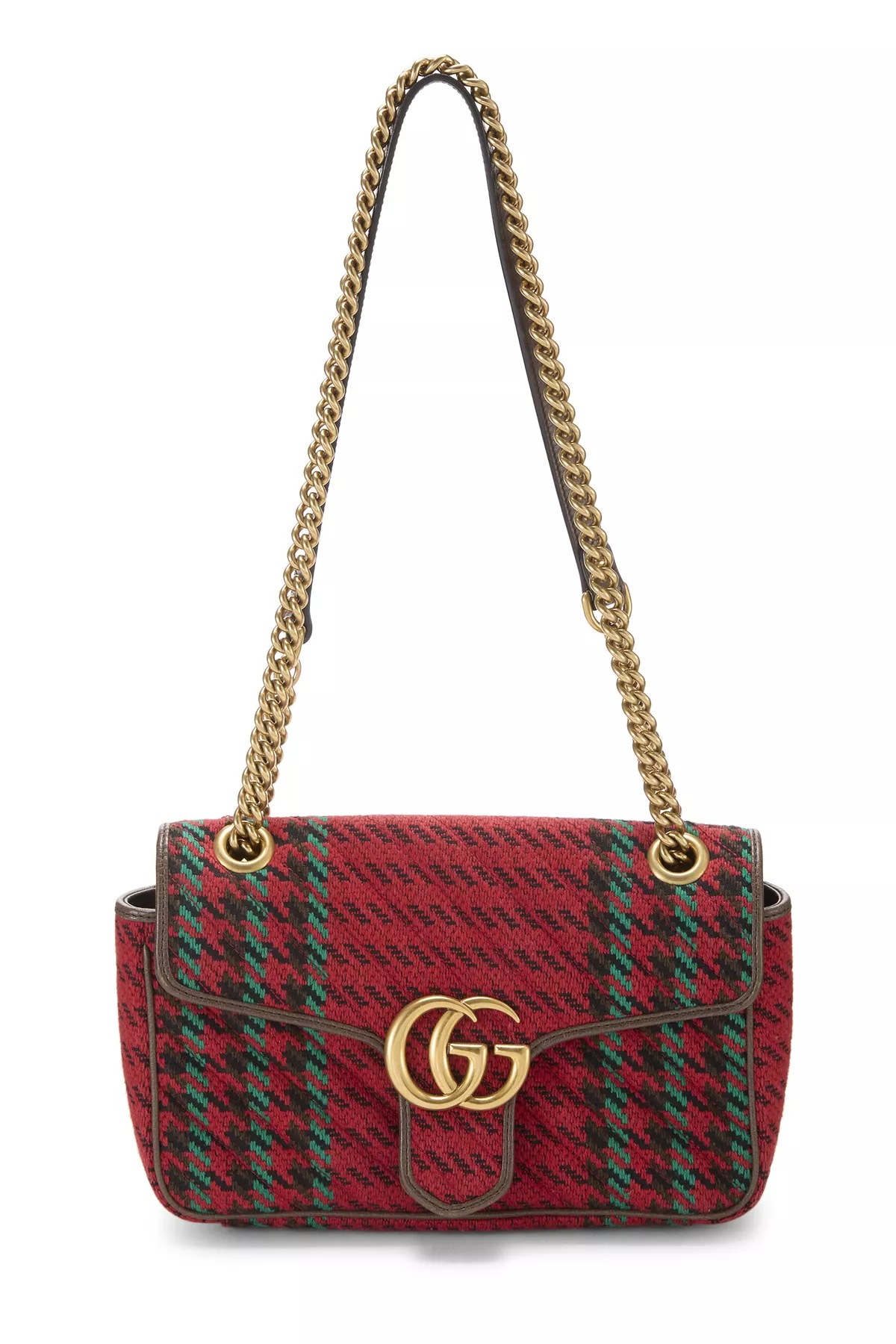 Red & Multicolored Tweed GG Marmont Shoulder Bag Small