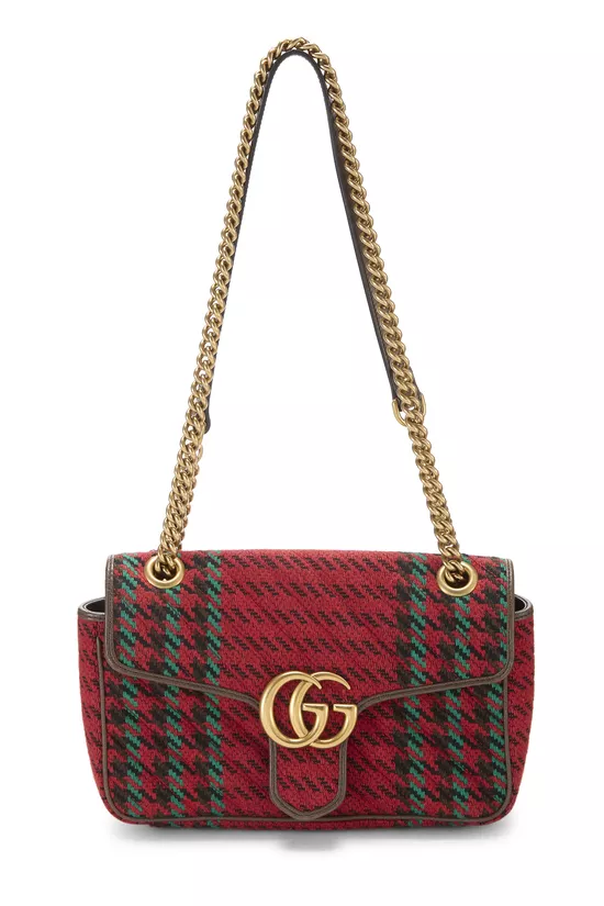 Red & Multicolored Tweed GG Marmont Shoulder Bag Small, , large image number 0
