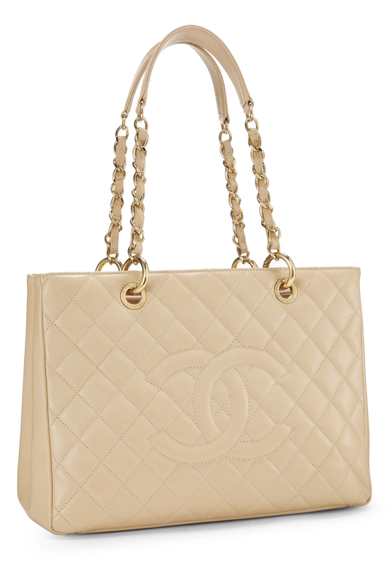 Beige Quilted Caviar Grand Shopping Tote (GST), , large image number 1