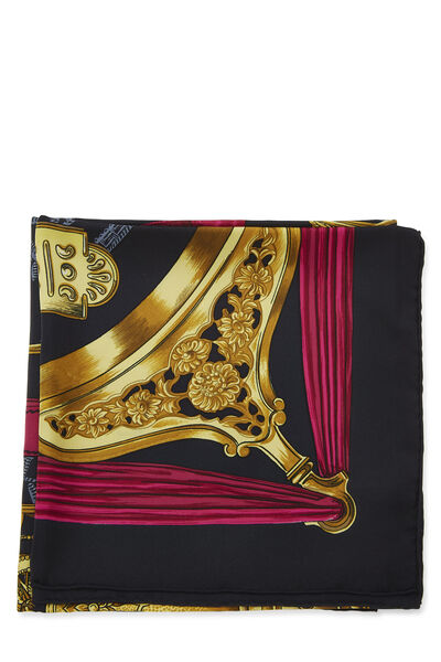 Black & Multicolor 'Etriers' Silk Scarf 90, , large