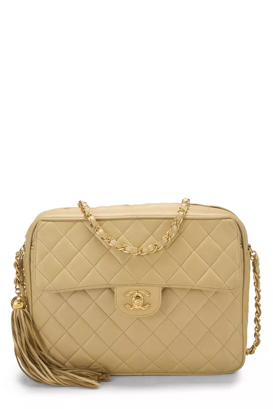 Beige Quilted Lambskin Pocket Camera Bag Large, , large image number 0