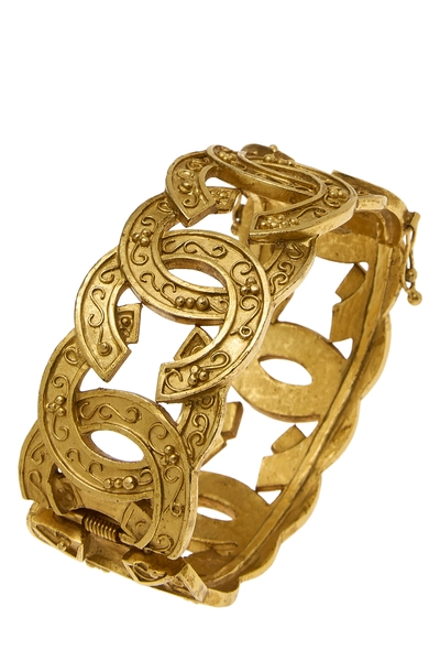Gold 'CC' Bangle, , large