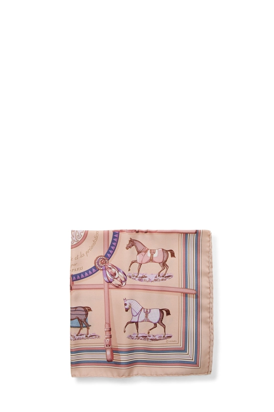 Pink & Multicolor 'Couvertures et Tenues de Jour' Pocket Square, , large image number 1