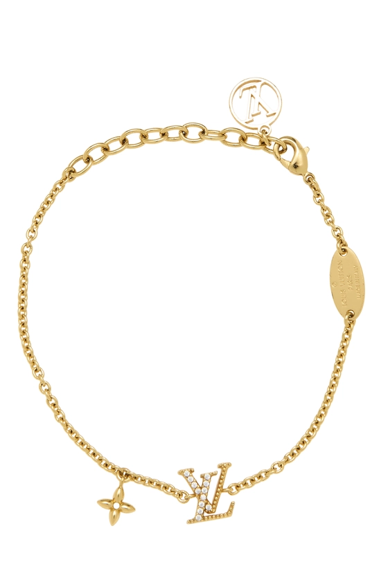 Gold Crystal 'LV' Iconic Bracelet, , large image number 0