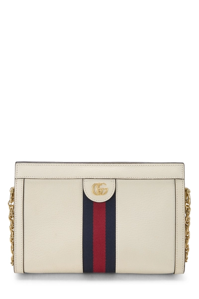 Gucci White Leather Ophidia Shoulder Bag Small