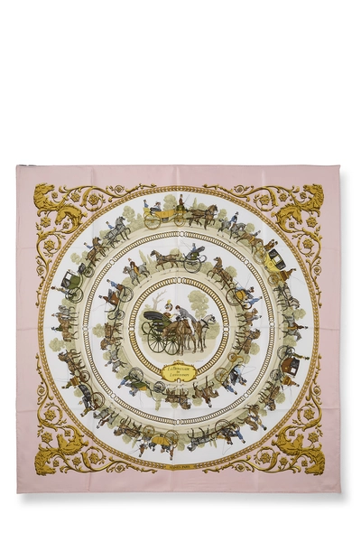Pink & Multicolor 'La Promenade de Longchamps' Silk Scarf 90