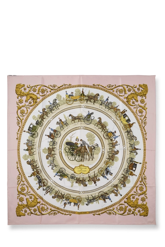 Pink & Multicolor 'La Promenade de Longchamps' Silk Scarf 90, , large image number 0