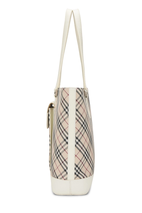 White Haymarket Check Pocket Tote Medium, , large image number 2