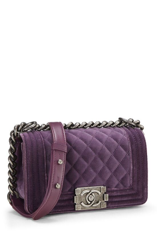 Chanel Purple Quilted Velvet Boy Bag Small Q6B01A39UH003