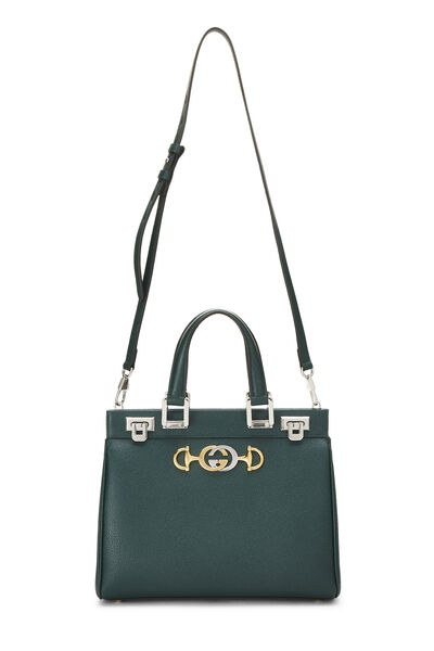 Green Grained Leather Zumi Top Handle Bag Small, , large