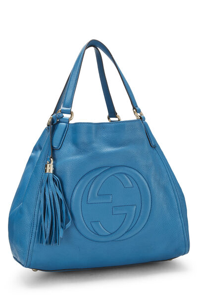 Blue Leather Soho Shoulder Bag, , large