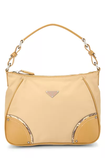 Beige Nylon Hobo Bag