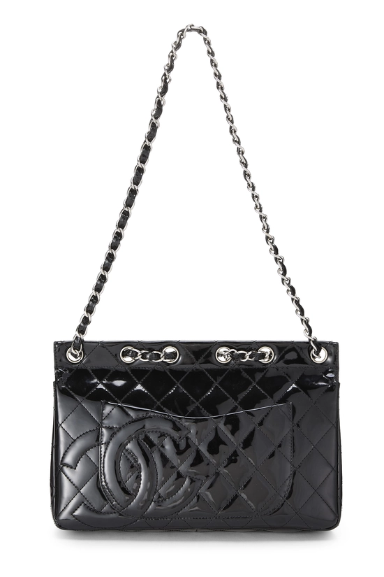 Black Patent Leather Chain Through Flap Bag, , large image number 3