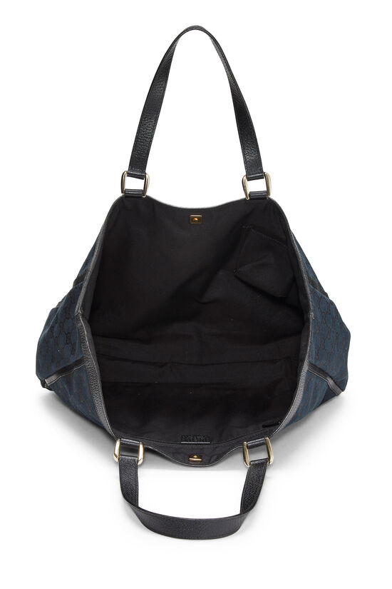 AUTHENTIC GUCCI Purse (Black) GG Canvas Abbey Medium D-Ring Hobo Bag