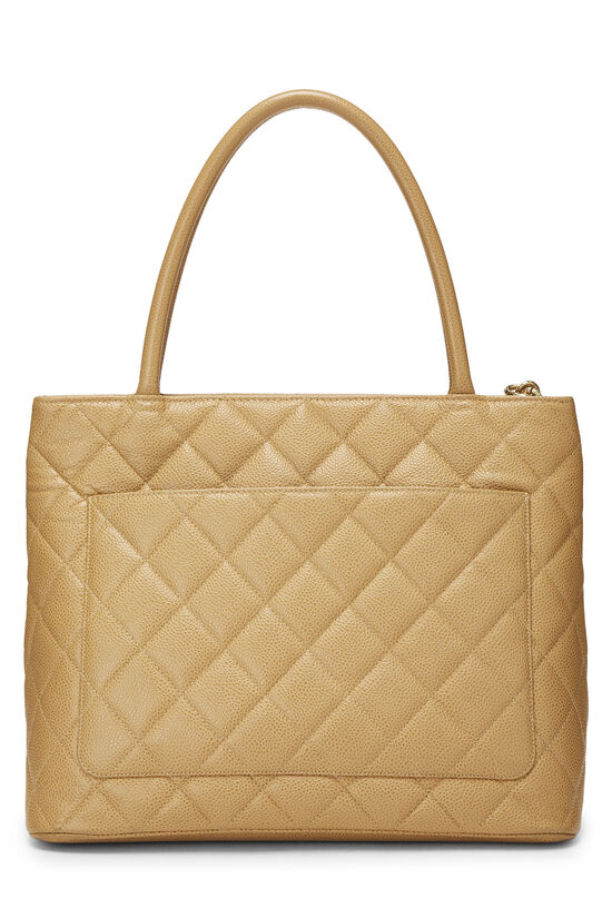 Beige Quilted Caviar Medallion Tote, , large image number 3