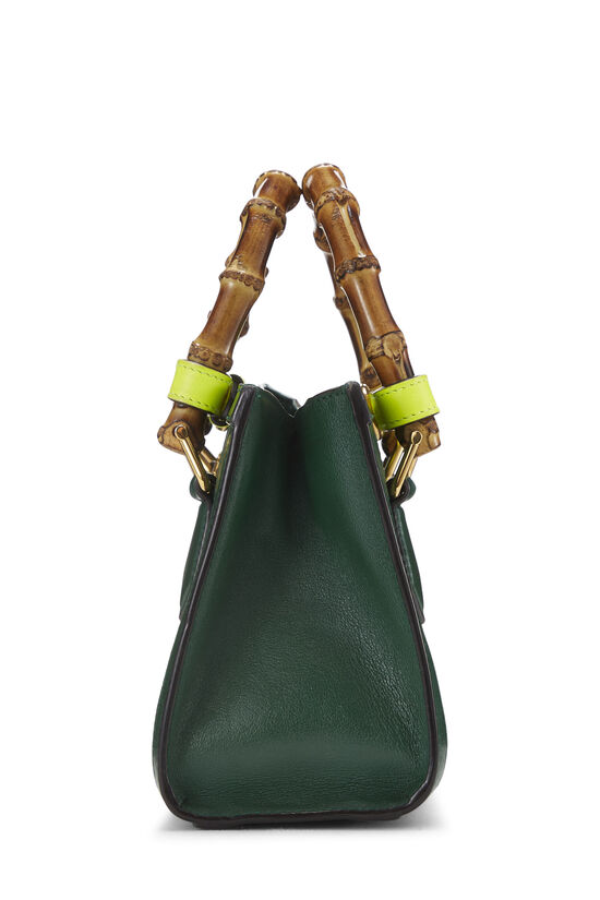 Green Leather Diana Bamboo Handbag Mini, , large image number 2