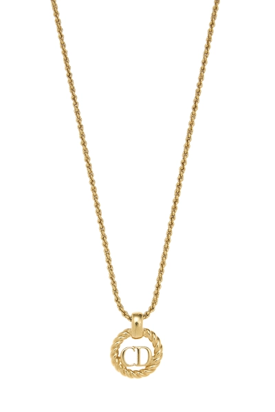 Gold Round 'CD' Necklace Small, , large