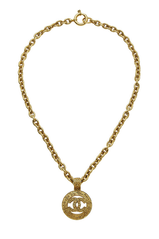 Gold 'CC' Filigree Round Necklace, , large image number 0