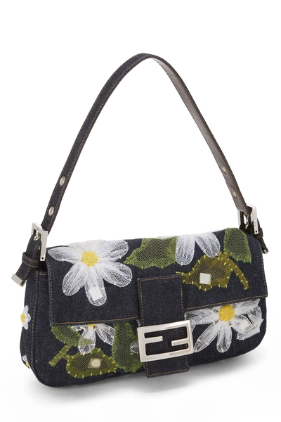 Navy Denim Embellished Baguette, , large