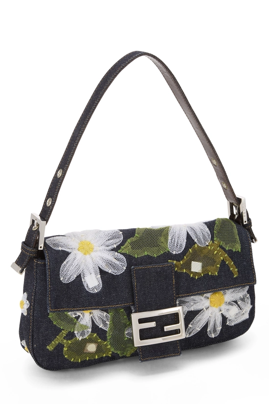 Navy Denim Embellished Baguette, , large image number 1