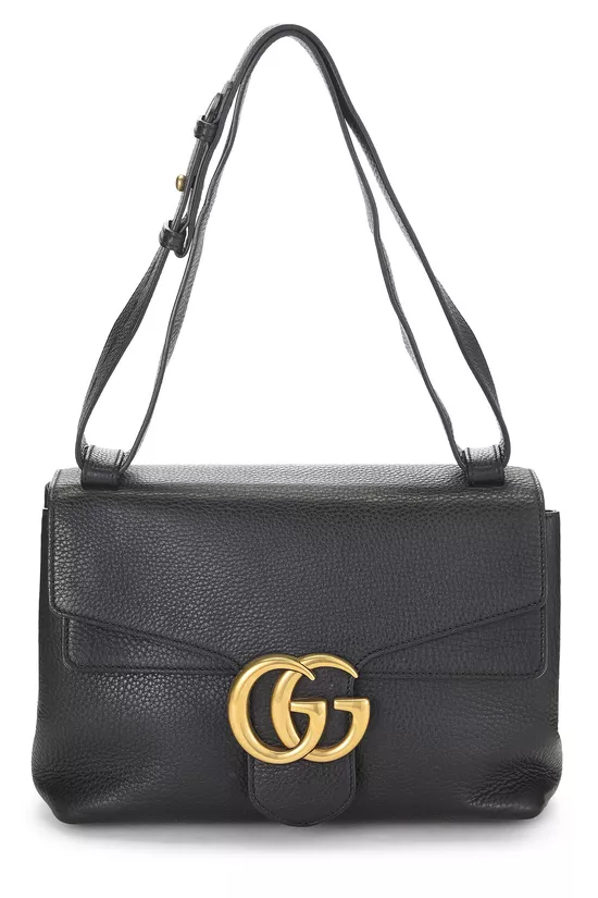 Black Leather GG Marmont Shoulder Bag, , large image number 0