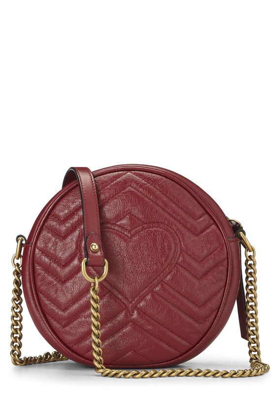 Red Leather GG Marmont Round Shoulder Bag Mini, , large image number 3