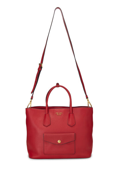 Red Saffiano Convertible Pocket Tote , , large